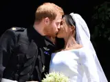 El príncipe Harry y Meghan Markle el dia de su boda