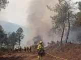 Brigadas forestales continúan con los trabajos de extinción del incendio de Las Hurdes y Sierra de Gata.