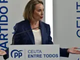La secretaria general del PP, Cuca Gamarra, en un acto electoral en Ceuta