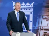 El candidato de Vox a la Alcaldía de Madrid, Javier Ortega Smith, durante el debate electoral.
