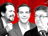 Pablo Iglesias, Alexis Tsipras y Jean Luc Melenchon.