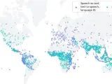 Este mapa muestra los idiomas que la compañía ha logrado que su IA aprenda gracias a la Biblia.