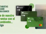Nuevas tarjetas de Unicaja fabricadas con materiales 100% reciclados.