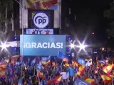 Celebración electoral del PP en la calle Génova