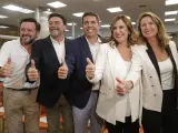 Mazón, junto a los futuros alcaldes de Elche, Alicante, Valencia y Castellón.