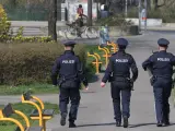 Policías austríacos patrullando.