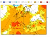 Anomalía de temperaturas prevista por el modelo del ECMWF para el próximo trimestre.