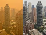 Antes y después de la nube tóxica que afecta Nueva York.