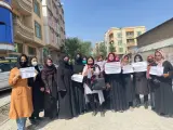 Protesta por la situación de las mujeres en Afganistán.