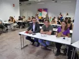 Carlos Gil Cuevas entre Roberto Sotomayor y Lucía Muñoz en un Consejo Ciudadano Estatal de Podemos