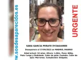 Cartel de desaparición de la escritora Sara García Perate.