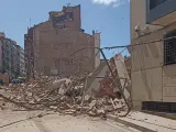 Un edificio de cinco plantas se derrumba por completo en Teruel, el 13 de junio de 2023.