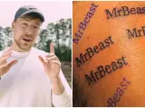 El 'youtuber' MrBeast junto con un 'tiktoker' que no para de tatuarse su nombre.
