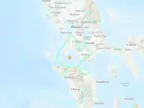 Mapa del sismo creado por la USGS