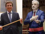 Los reci&eacute;n investidos alcaldes de Madrid, Jos&eacute; Luis Mart&iacute;nez Almeida, y Barcelona, Jaume Collboni.