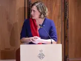 La exalcaldesa de Barcelona y concejal de BComú, Ada Colau, en su intervención en el pleno de investidura del Ayuntamiento de Barcelona..