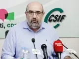 El presidente de CSIF, Miguel Borra, durante la rueda de prensa.
