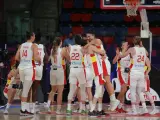 Las jugadoras de la selección española de baloncesto celebran su victoria en el Eurobasket.