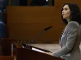 Isabel Díaz Ayuso interviene en el debate de su investidura este miércoles en la Asamblea de Madrid.