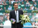 Roger Federer, homenajeado en el torneo de Halle 2023.