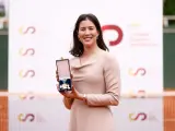 Garbine Muguruza poses for photo during the award ceremony of the Gold Medal for Sports Merit (Medalla de Oro al Merito Deportivo) awarded to Garbine Muguruza at the Chamarti Tennis Club on July 5, 2023, in Madrid, Spain...Oscar J. Barroso / Afp7 ..05/07/2023 ONLY FOR USE IN SPAIN[[[EP]]]