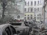 Imagen de los edificios tras el bombardeo ruso en Leópolis.