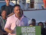 El presidente de Vox, Santiago Abascal, en la mitin celebrado en El Ejido (Almería).