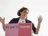 A CORUÑA, 06/07/2023.- La exalcaldesa de Barcelona, Ada Colau, durante el acto de inicio de campaña que la formación SUMAR ha celebrado este jueves en A Coruña. EFE/Cabalar. ESPAÑA ELECCIONES 23J