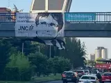 Imagen de la pancarta de JNC apoyando a Puigdemont JNC 07/7/2023