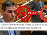 Imagen real de Sánchez en el Senado y que ha sido puesta en duda en redes