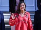 MADRID, SPAIN - JULY 10: Queen Letizia of Spain attends several audiences at Zarzuela Palace on July 10, 2023 in Madrid, Spain. (Photo by Paolo Blocco/WireImage)