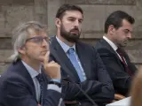 El portavoz de Vox en el parlamento murciano José Ángel Antelo durante la sesión de investidura del popular Fernando López Miras.