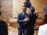 El nuevo presidente de la Diputación de Valencia, Vicent Mompó (i) y el nuevo presidente de la Generalitat Valenciana, Carlos Mazón.