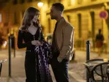 Emily in Paris. (L to R) Lily Collins as Emily, Lucien Laviscount as Alfie in episode 303 of Emily in Paris. Cr. St&eacute;phanie Branchu/Netflix &copy; 2022