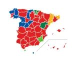 El mapa de los resultados de las elecciones generales de 2019 dibujaron una Espa&ntilde;a donde el color rojo predominaba sobre el resto.