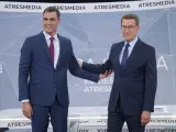 Feijóo y Sánchez en el debate 'cara a cara' de Atresmedia.