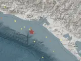 Epicentro de los sismos en el mar Pacífico.