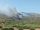 Situación del incendio en Puerto El Pico (La Aliseda de Tormes) en la mñana del miércoles 19 de julio.