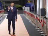 El candidato del PSOE a la presidencia del Gobierno, Pedro Sánchez, a su llegada al debate electoral de RTVE.