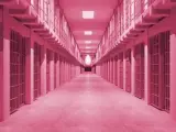 Pasillo de una prisión pintada de rosa baker miller
