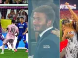 El exfutbolista David Beckham, propietario del Inter de Miami, se emociona tras el gol de Messi que da la victoria a su equipo.