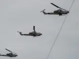 Helicópteros en los ejercicios militares de Han Kuang.