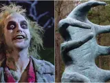 La estatua robada de 'Beetlejuice 2' y Michael Keaton en la 'Bitelchús' original.