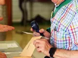 Una persona ejercen su derecho a voto en Málaga el pasado domingo.