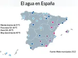 Mapa de las ciudades españolas y su calidad de agua del grifo.