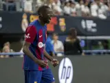 Ousmane Dembélé celebra su gol ante el Real Madrid en Dallas.