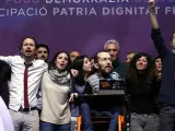 Los dirigentes de Podemos durante el acto de proclamación de Pablo Iglesias como secretario general en mayo de 2014.