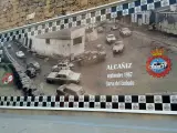 Mural de homenaje al trazado alcañizano en la famosa curva del embudo.