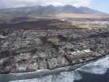 August 10, 2023, Lahaina, Hawaii, USA: Aerial view of the destruction of Lahania town is seen Thursday, in Maui. The historic town of Lahaina has been devastated. Destroyed homes and buildings surround the area in the aftermath of the fire. The death toll has risen to 55 people in the catastrophic Hawaii wildfires, officials said Thursday. (Kevin Fujii/Civil Beat/ZUMA Press Wire) Europa Press/Contacto/Kevin Fujii 11/8/2023