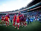 Espa&ntilde;a celebra un gol ante Pa&iacute;ses Bajos en los cuartos de final del Mundial.